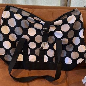 Thirty one large tote bag black with grey and white circle design